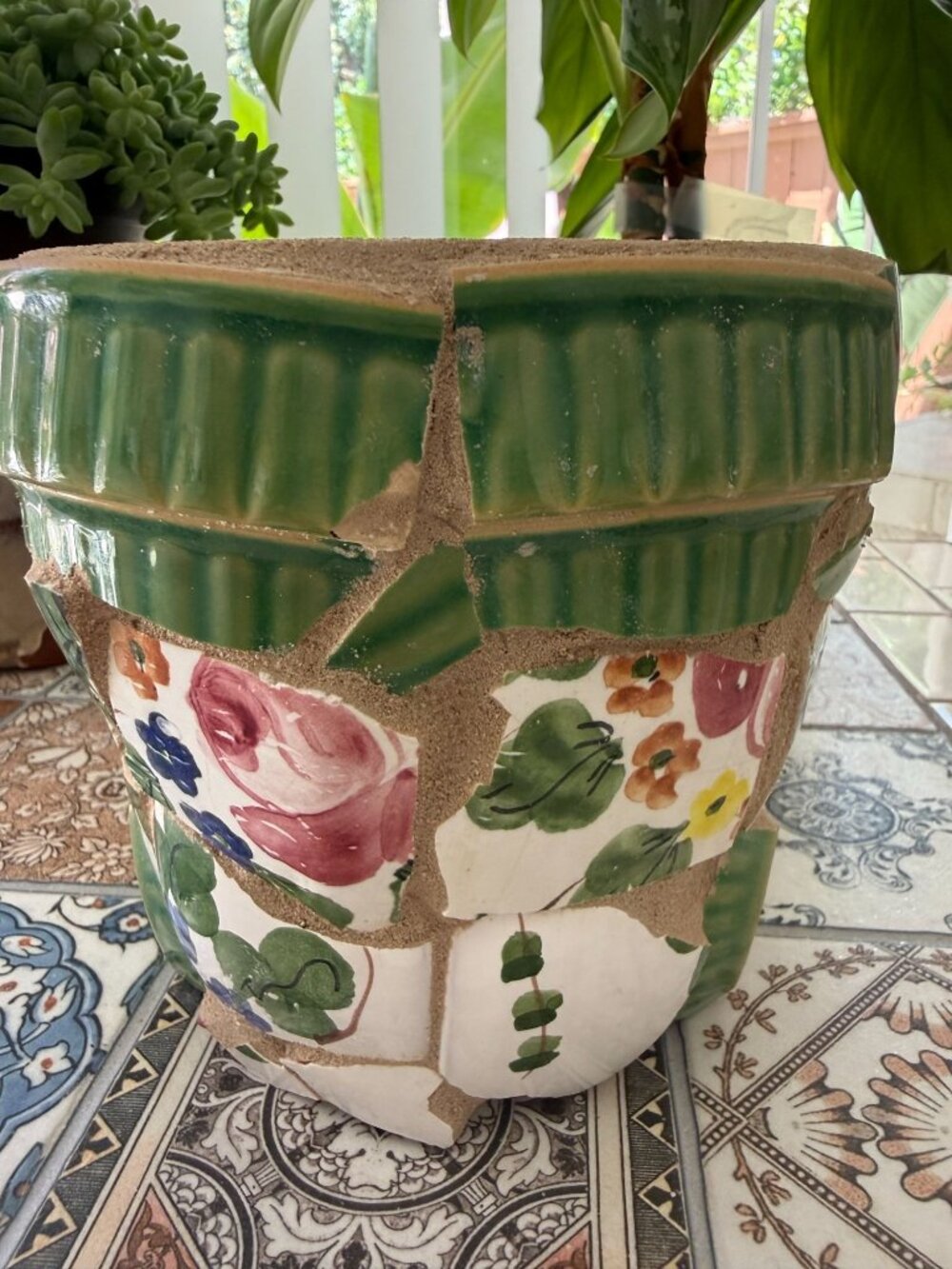 Mosaic Art Tile ~ Planter ~ Hand Crafted ~ Flower Garden Pot ~ The Ivy